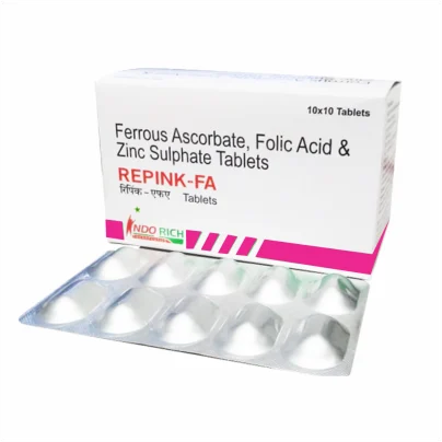 FERROUS ASCORBATE 100 MG ,FOLIC ACID 1.5 MG , ZINC SULPHATE 61.8 MG & ELEMETAL ZINC 22.5 MG (ALU ALU) (REPINK-FA)